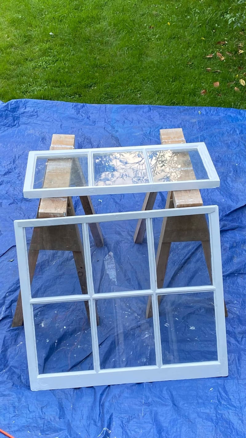 The same sashes primed and painted