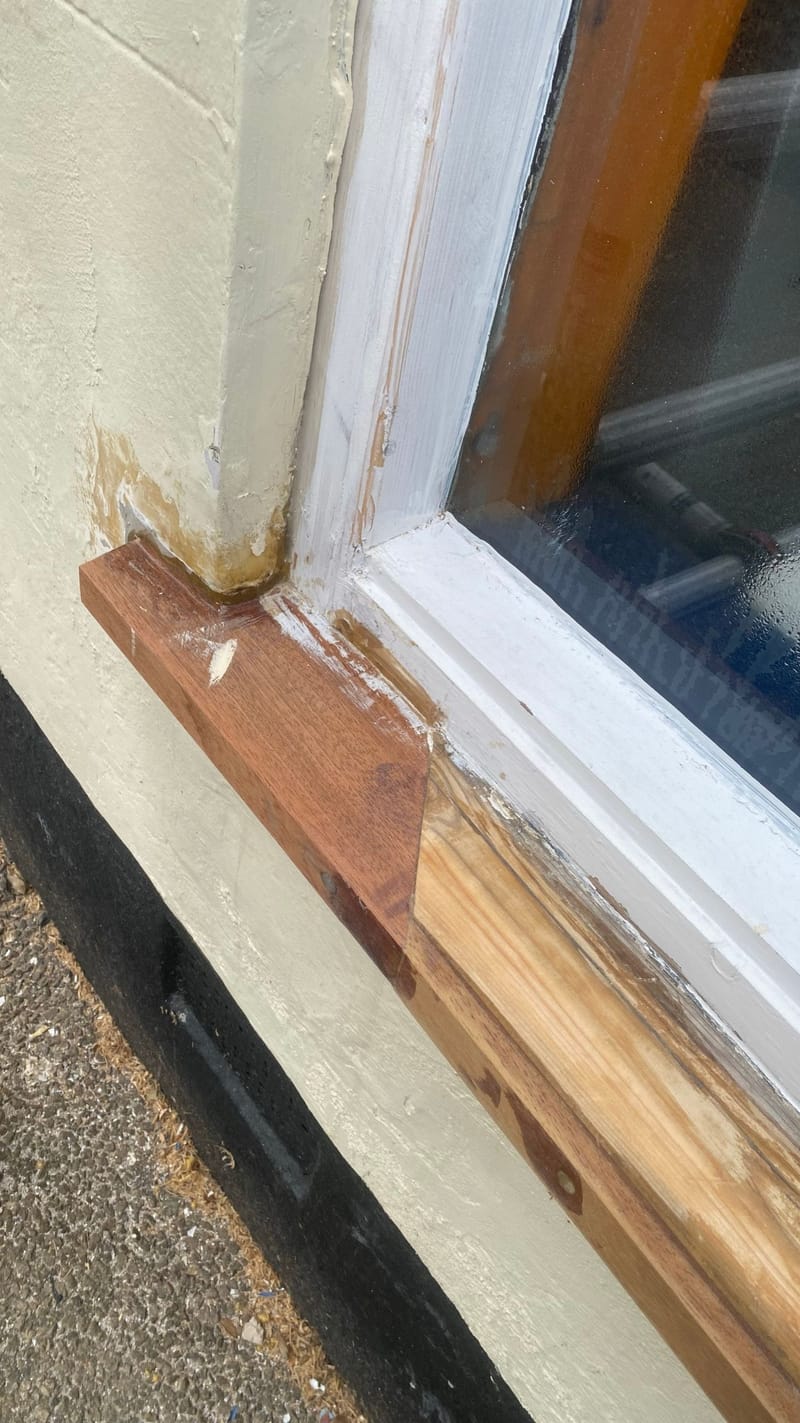 New hardwood cill fitted at the bottom of a window frame